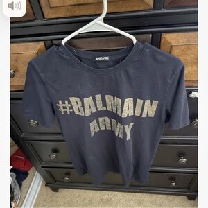 Balmain Black Tee with Gold Accents